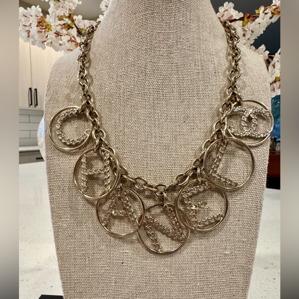 CHANEL Runway Logo Charm Necklace with Rhinestones - Picture 2 of 6